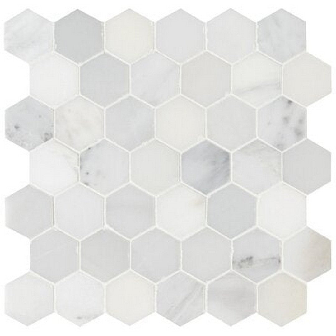 MS International Arabescato Carrara 11.75" x 12" Honed Marble Hexagon 2" Mosaics