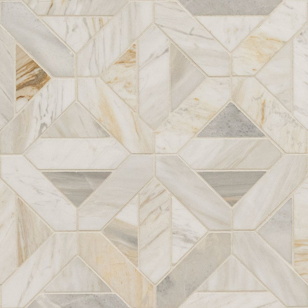 MS International Athena Gold 12" x 12" Honed Marble Geometrica Mosaic