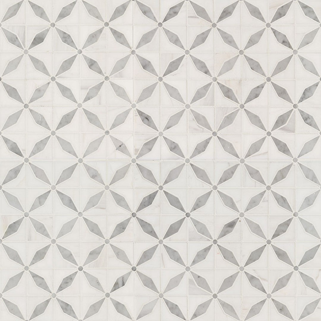 MS International Bianco Dolomite 12" x 12" Polished Marble Starlite Mosaic