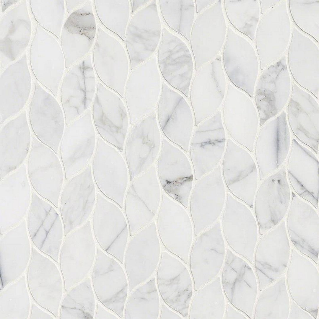 MS International Calacatta Blanco 11.62" x 13.38" Polished Marble Leaf Mosaic