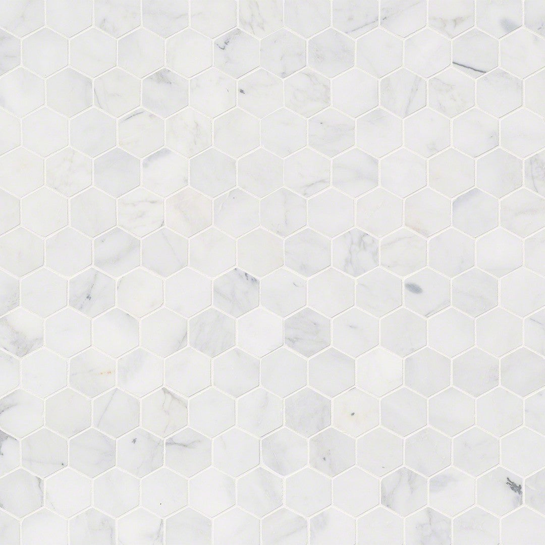 MS International Calacatta Cressa 12" x 12" Honed Marble Hexagon 2" Mosaic