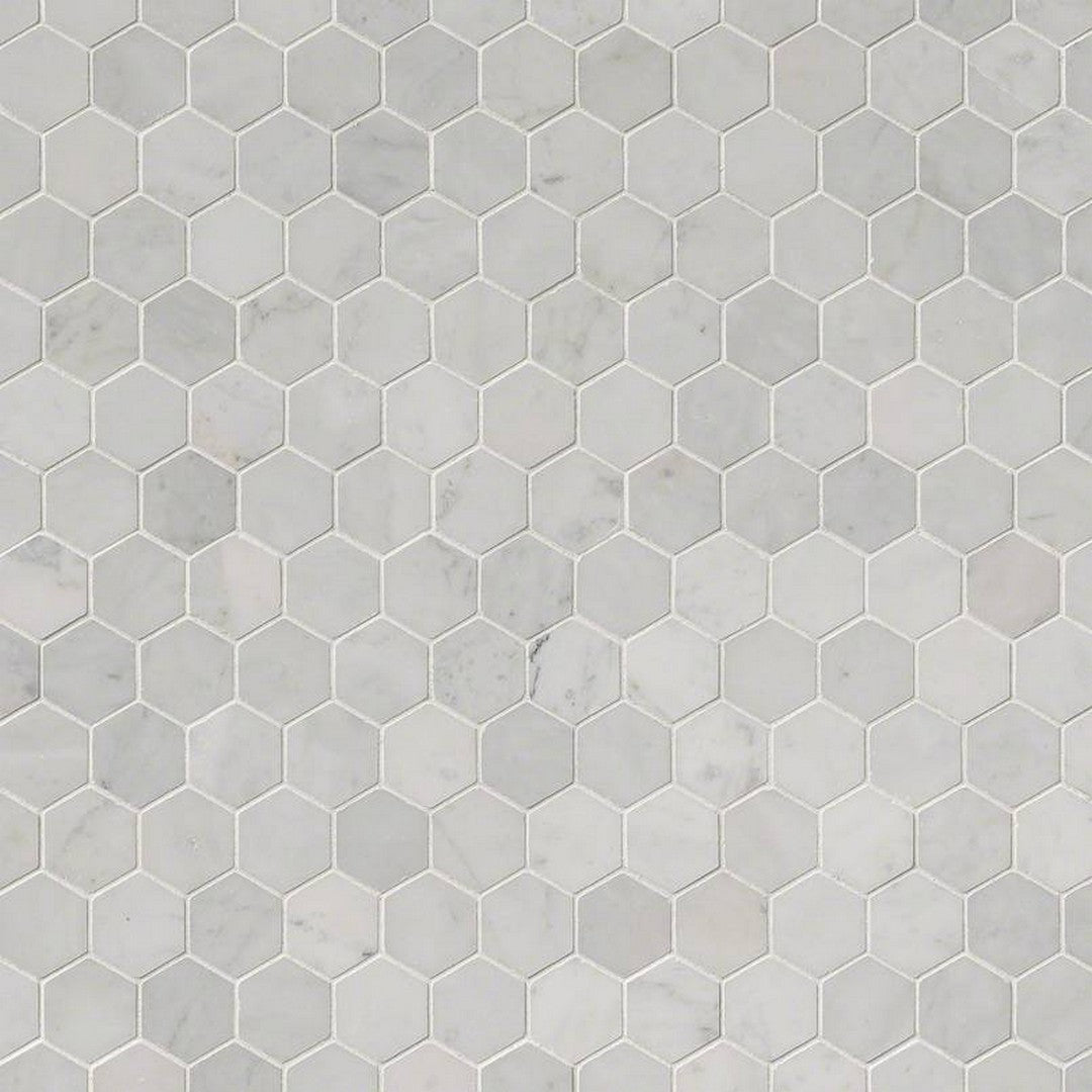 MS International Carrara White 12" x 12" Polished Marble Hexagon 2" Mosaic