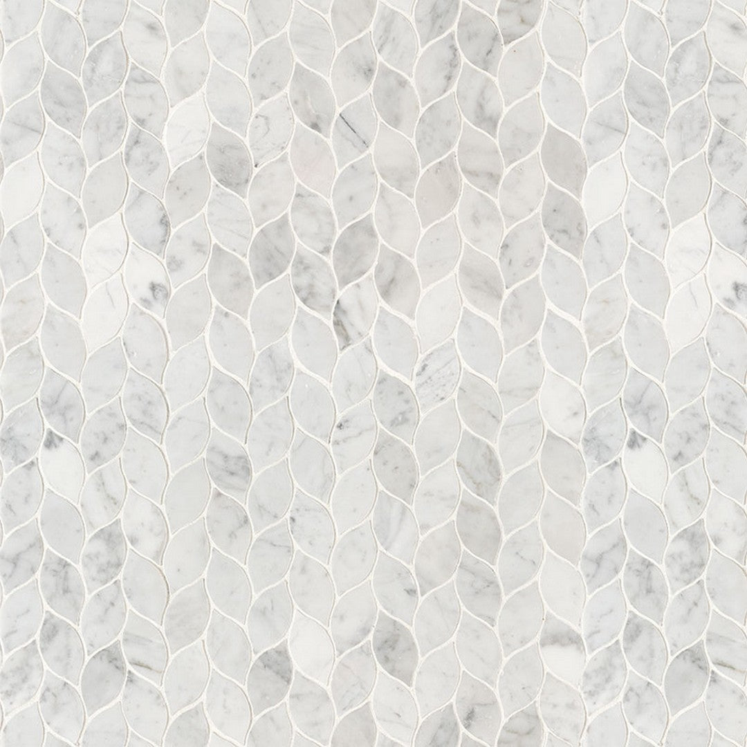 MS International Carrara White 12" x 12" Honed Marble Leaf Mosaic