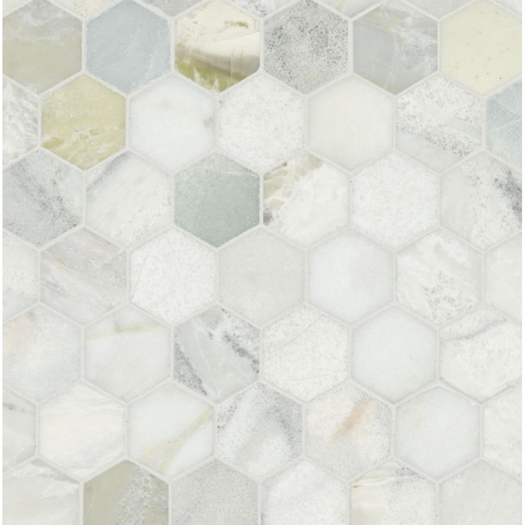 MS International Cloudland 12" x 12" Polished 2" Hexagon Marble Mosaic