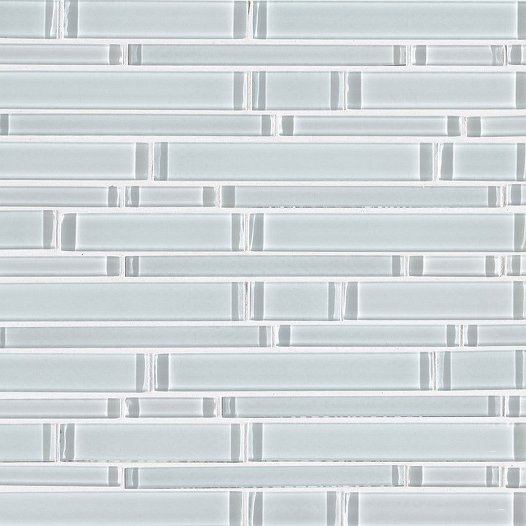 MS International Ice 12" x 12" Mixed Finish Glass Linear Mosaic