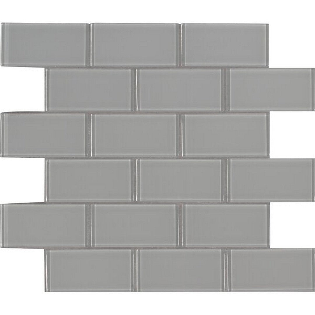 MS International Oyster Gray 11.81" x 11.81" Glossy Glass Brick 2x4 Mosaic