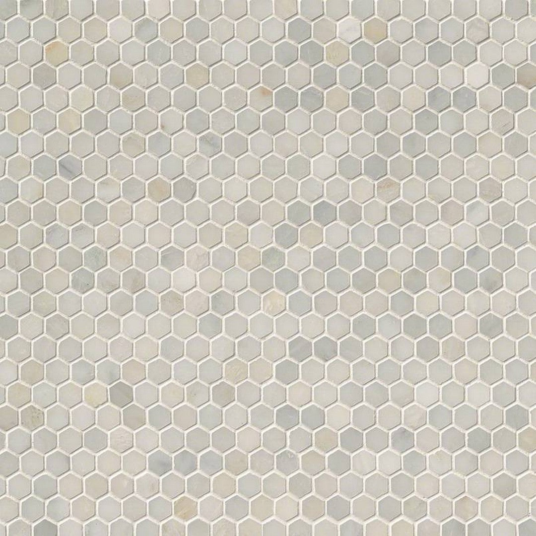 MS International Greecian White 11.61" x 11.81" Polished Marble Mosaic 1" Hexagon