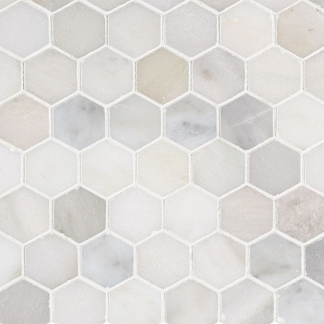 MS International Greecian White 12" x 12" Polished Marble Hexagon 2" Mosaic