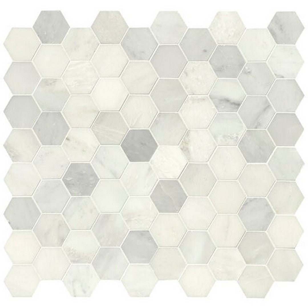 MS International Greecian White 11.85" x 12.84" Polished Marble Mosaic 3" Hexagon