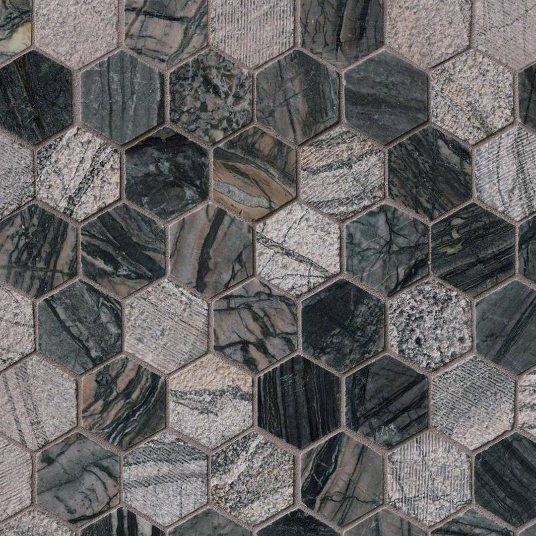 MS International Henley 11.75" x 12" Mixed Finish Marble Hexagon 2x2 Mosaic