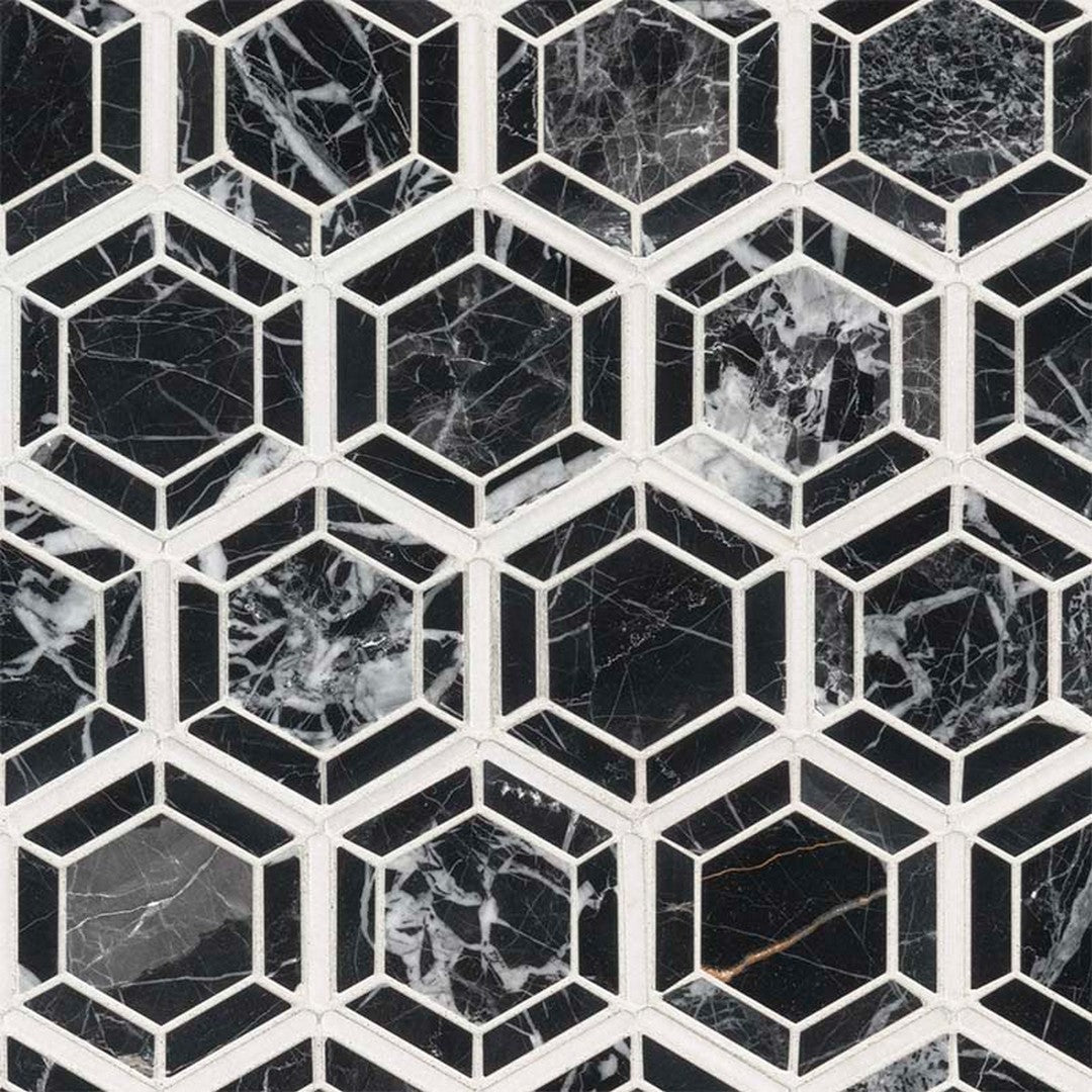 MS International Hexagono 11.50" x 13.25" Polished Marble Hexagon 2x2 Mosaic