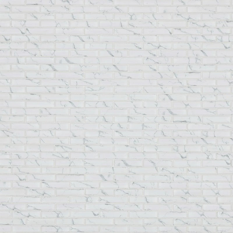 MS International Carrara White 11.81" x 12.01" Porcelain Mosaic