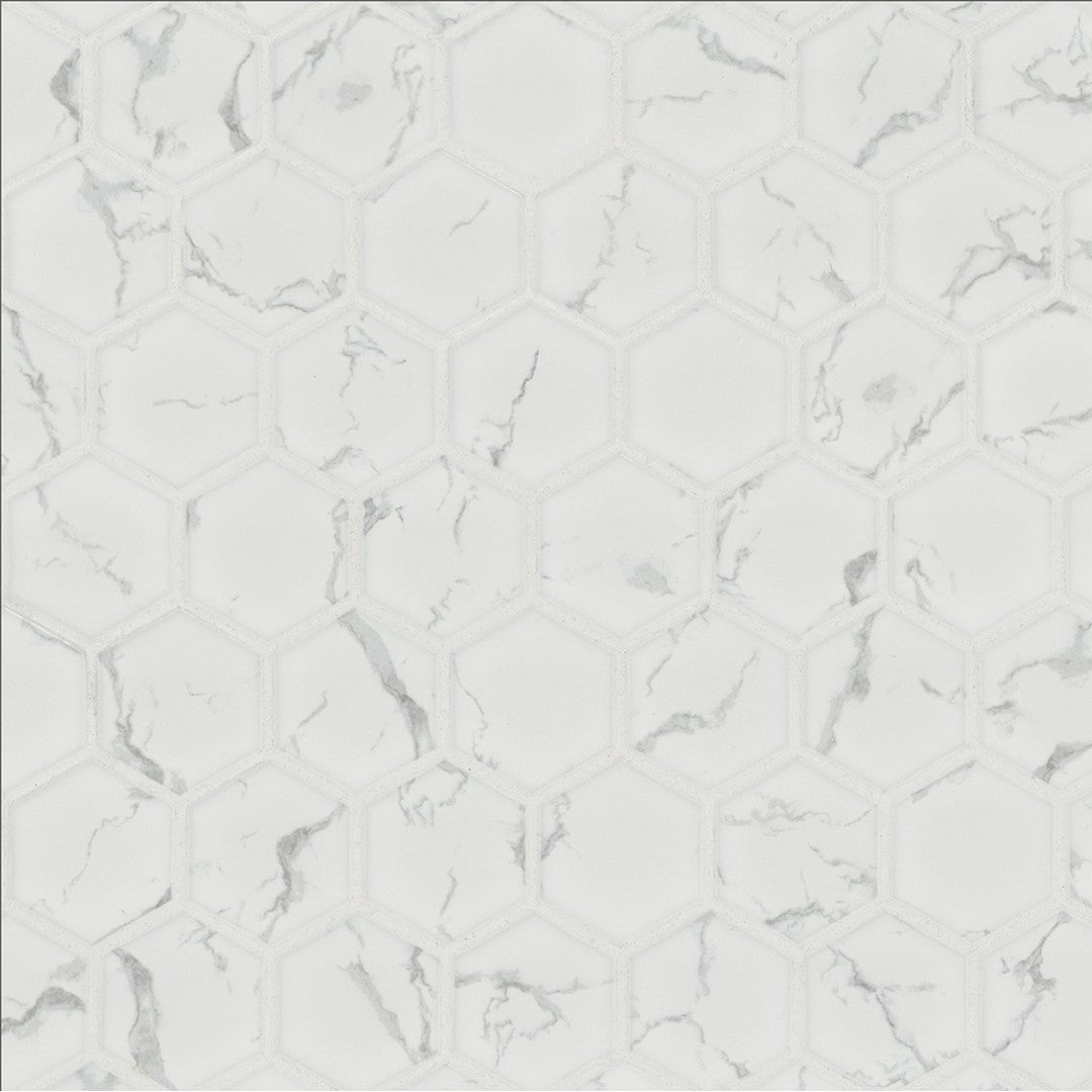 MS International Carrara 11" x 13" Matte 2" Hexagon Porcelain Mosaic