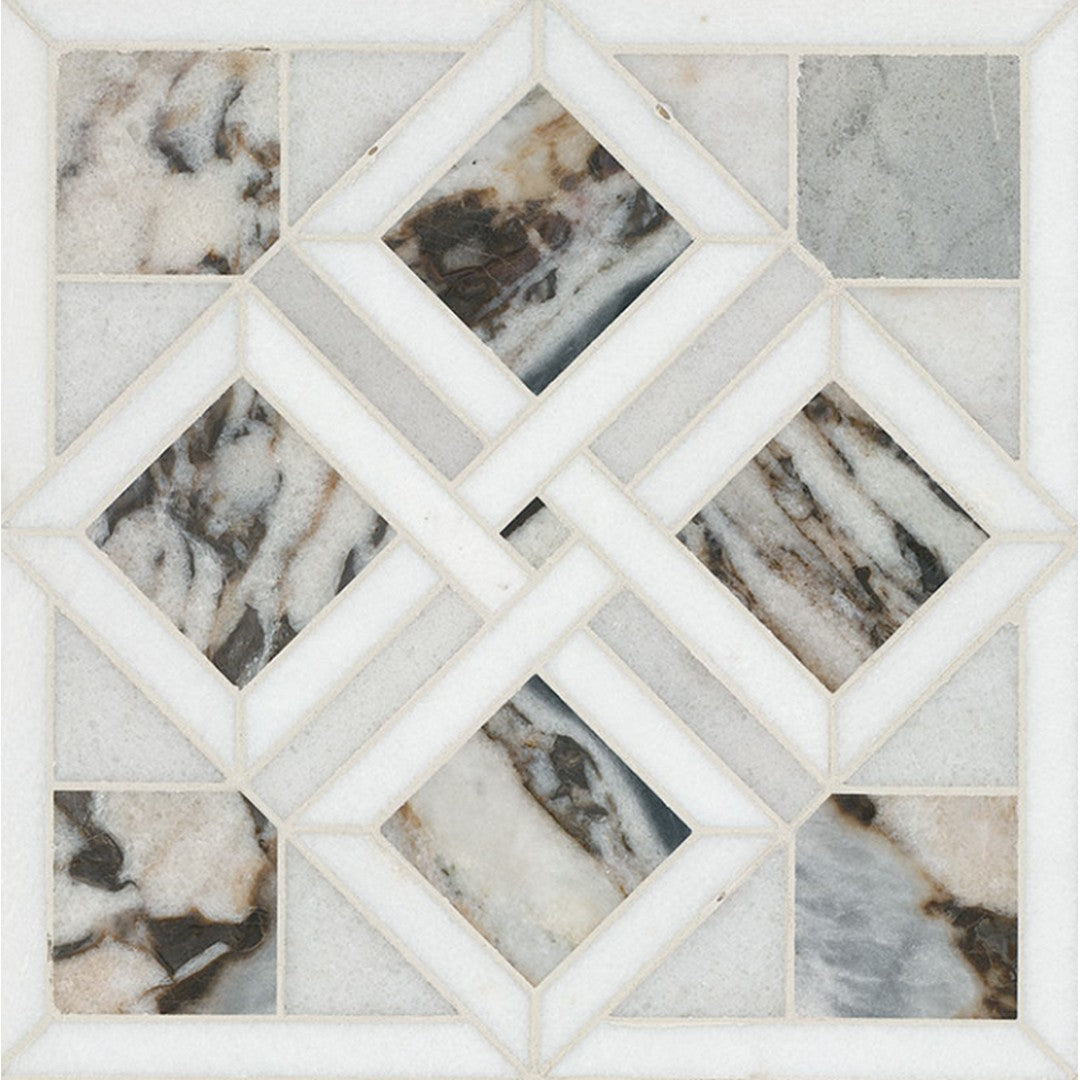 MS International Tessere Pattern 12" x 12" Polished Geometric Marble Mosaic