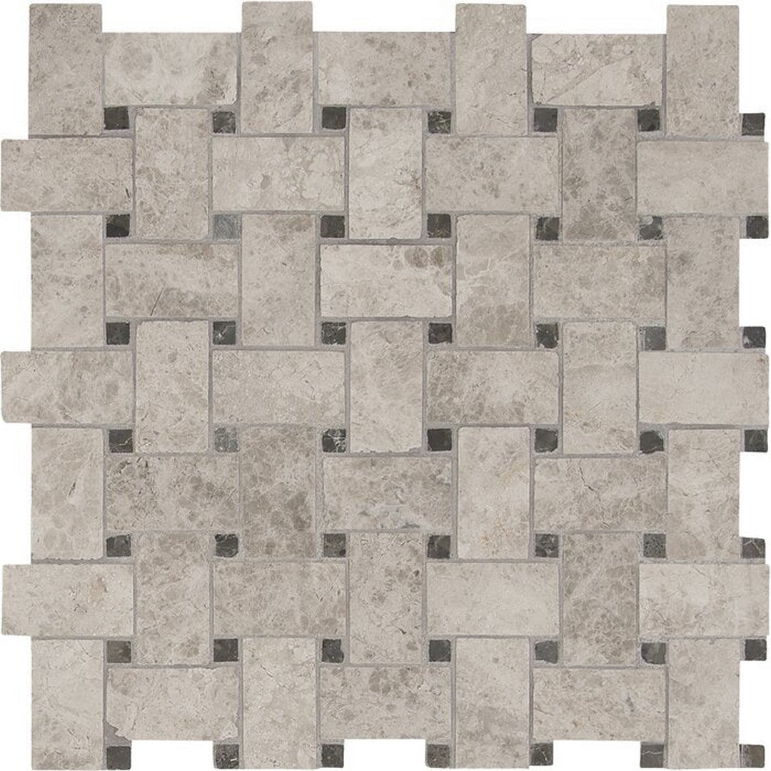 MS International Tundra Gray 12" x 12" Polished Marble Basketweave Mosaic