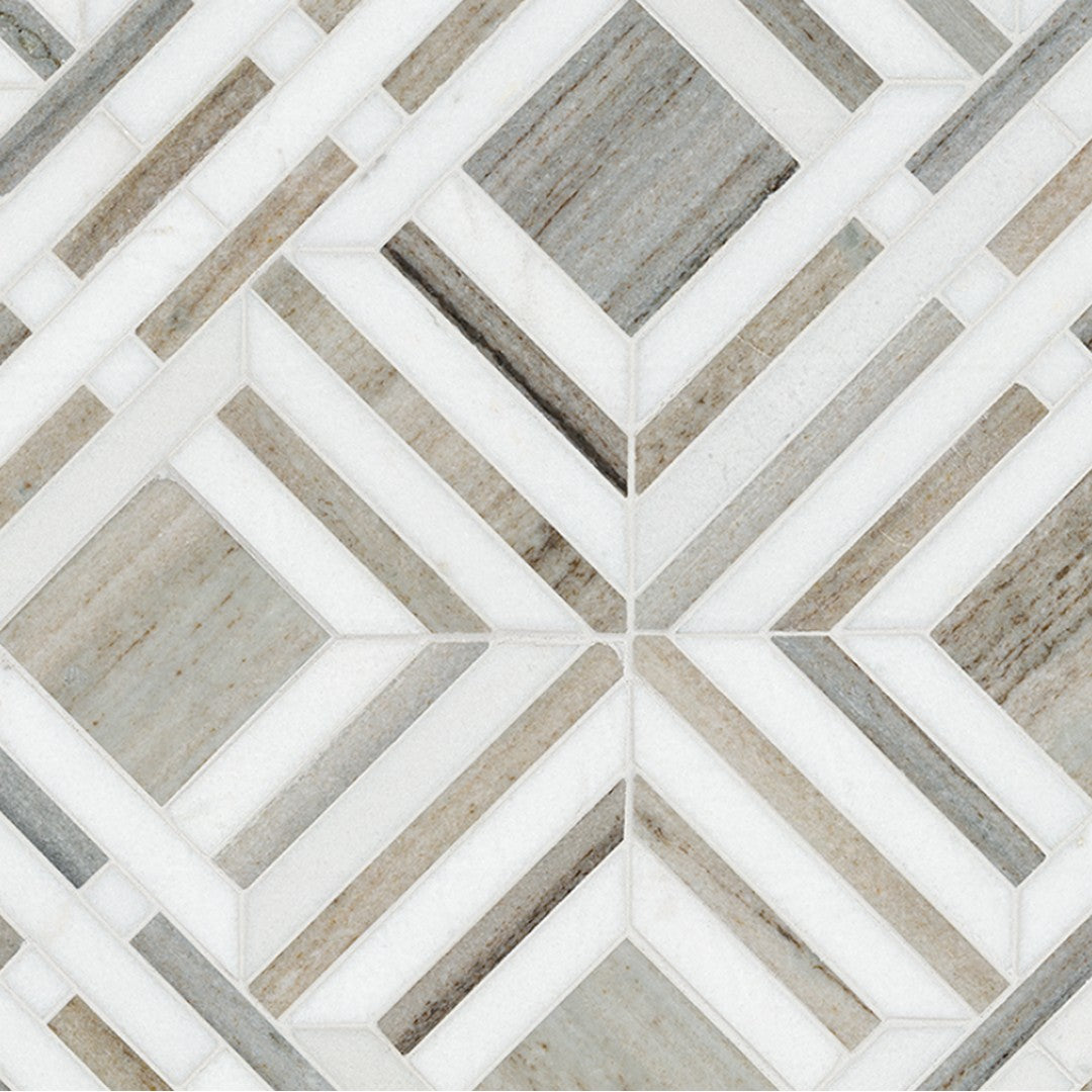MS International Wellington 12" x 12" Polished Geometric Marble Mosaic