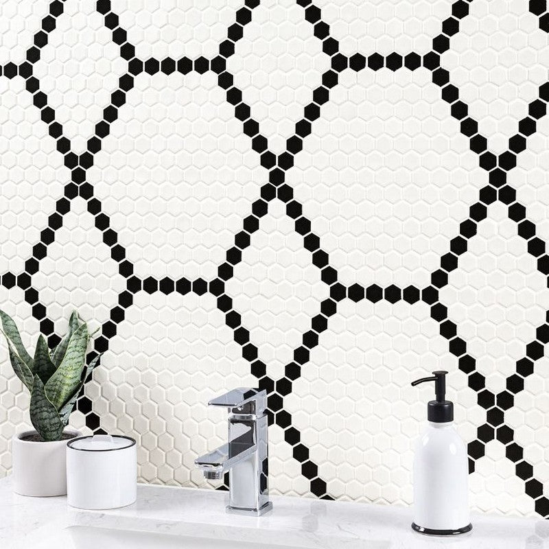 MS-International-Domino-11.81-x-11.81-Porcelain-1-Hex-Mosaic-White-And-Black-Hive