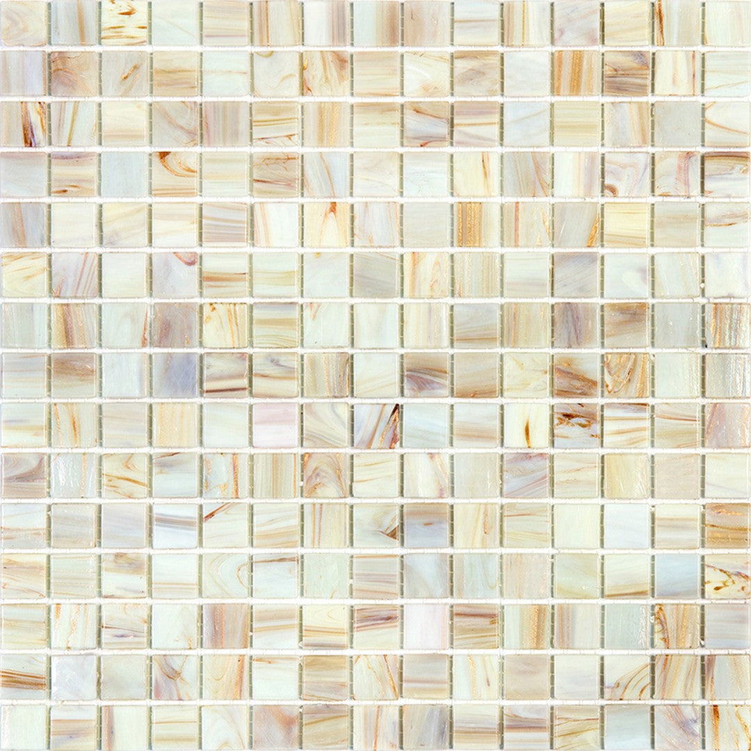 MiR Alma Solid Color 0.8" Stella Beige 12" x 12" Glass Mosaic