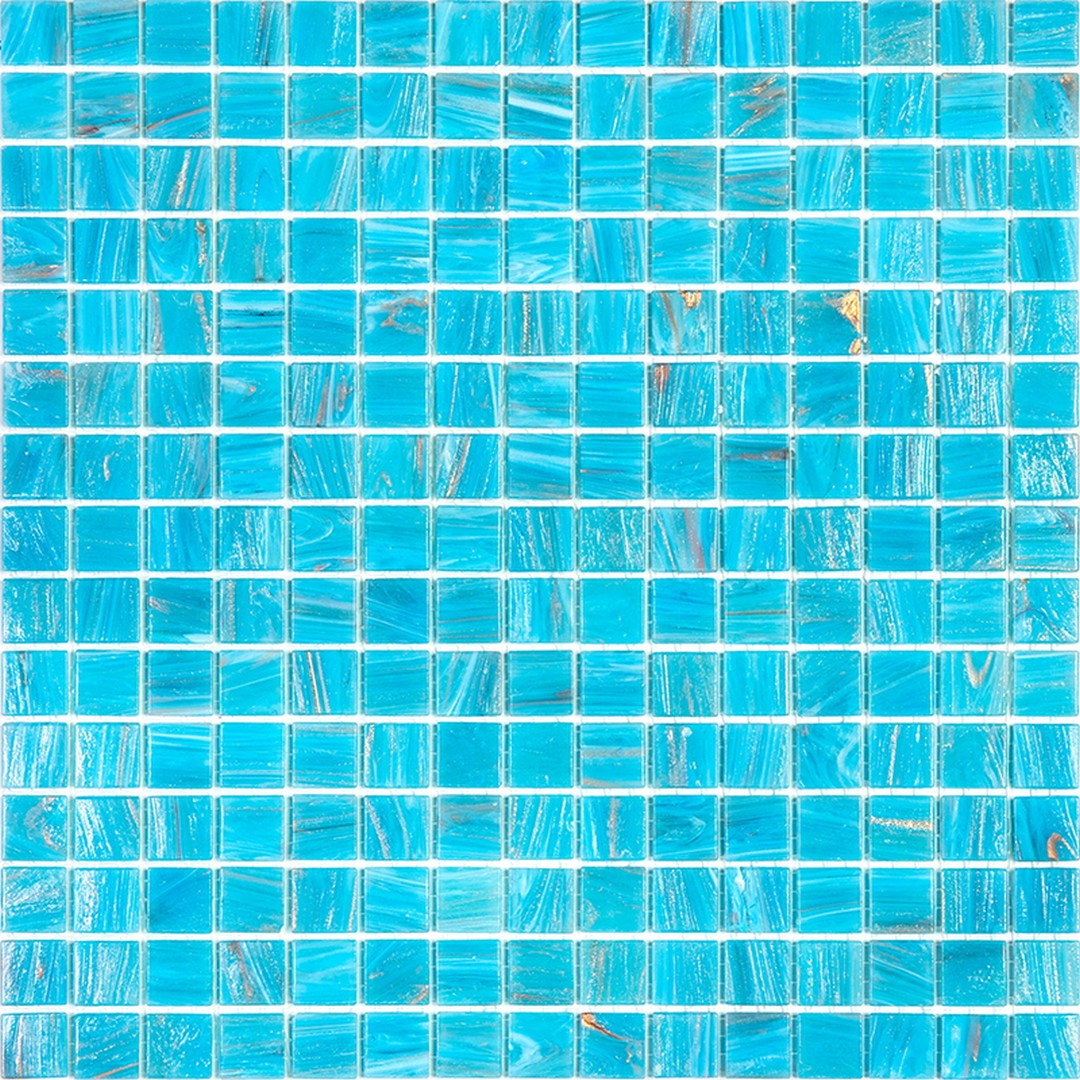 MiR Alma Solid Color 0.8" Stella Blue 12" x 12" Glass Mosaic