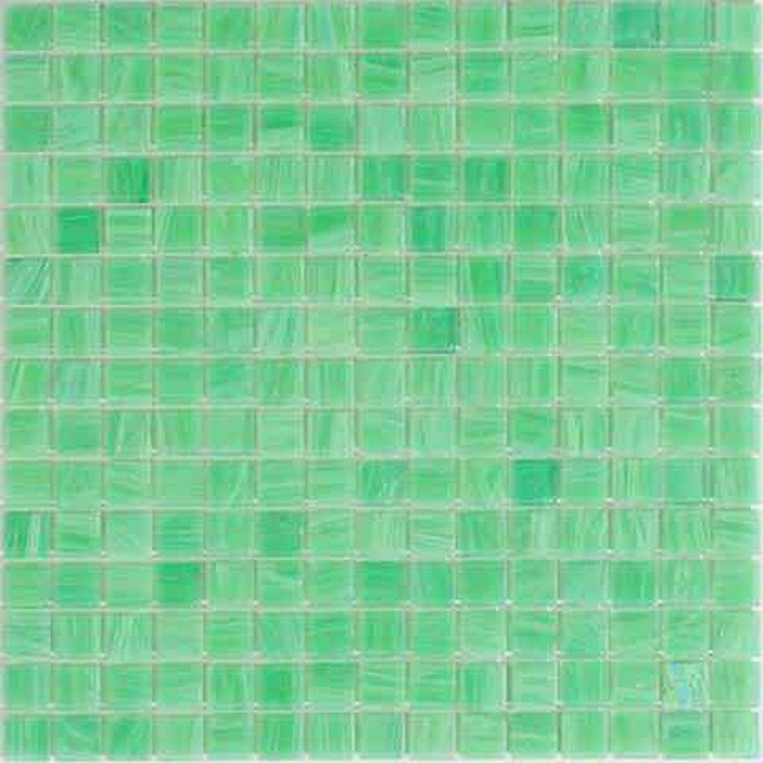 MiR Alma Solid Color 0.8" Stella Green 12" x 12" Glass Mosaic