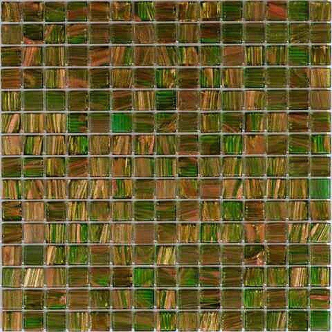 MiR Alma Solid Color 0.8" Stella Green 12" x 12" Glass Mosaic