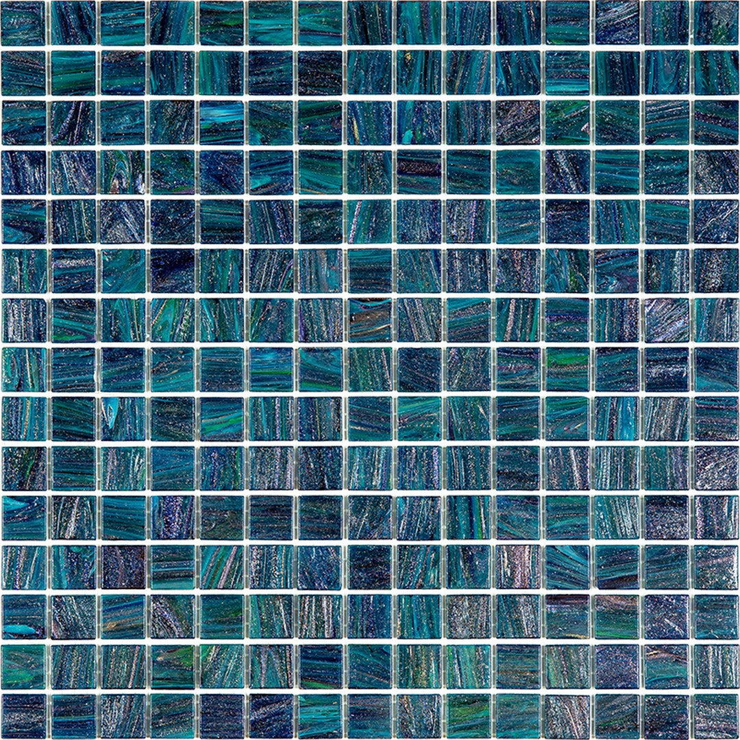 MiR Alma Solid Color 0.8" Stella Green 12" x 12" Glass Mosaic