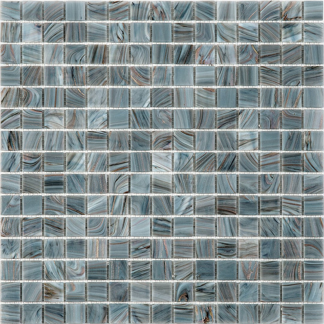 MiR Alma Solid Color 0.8" Stella Grey 12" x 12" Glass Mosaic