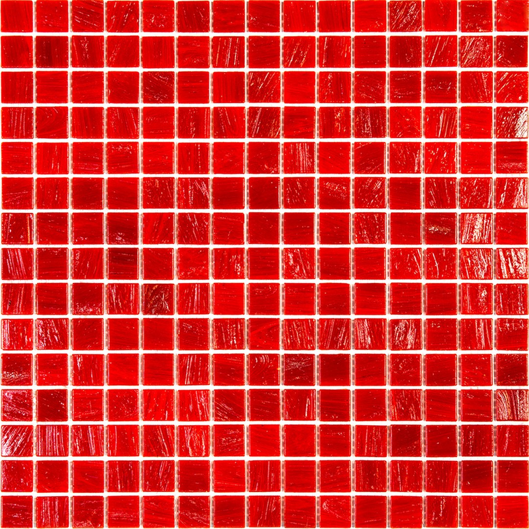 MiR Alma Solid Color 0.8" Stella Red 12" x 12" Glass Mosaic