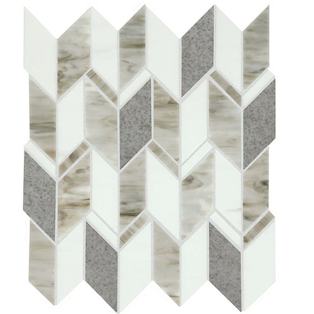 American Olean Stone Theory 13.94" x 12.5" Arrow Glass & Antiqued Mirror Mosaic Gloss