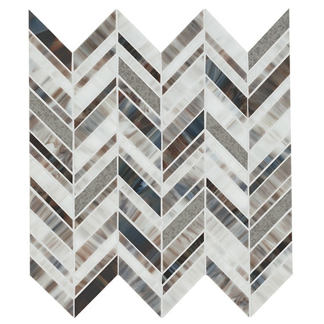 American Olean Stone Theory 14.06" x 12" Chevron Glass & Antiqued Mirror Mosaic Gloss