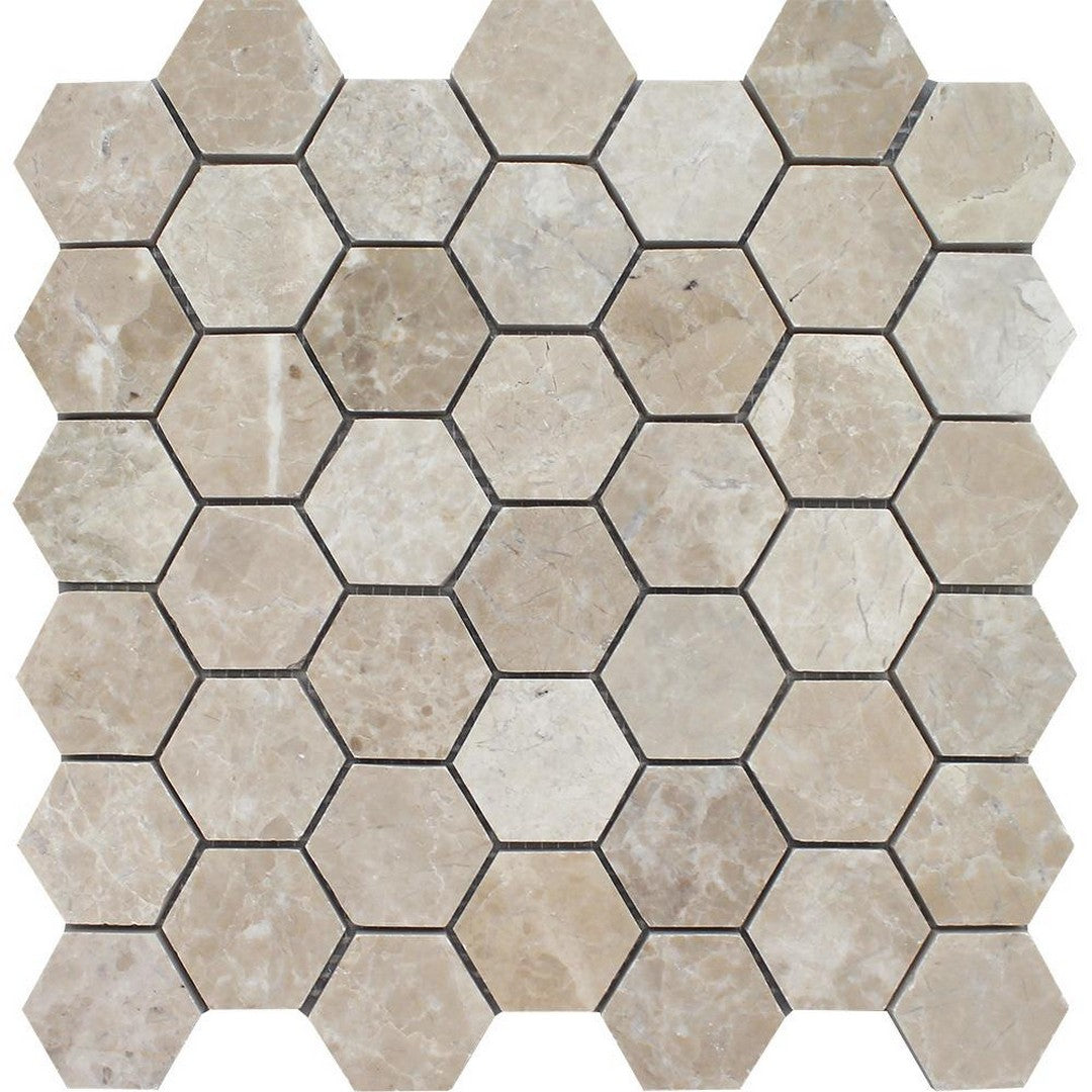 Tesoro Pietra Antica 11.75" x 11.75" Brushed 2" Hexagon Natural Stone Mosaic