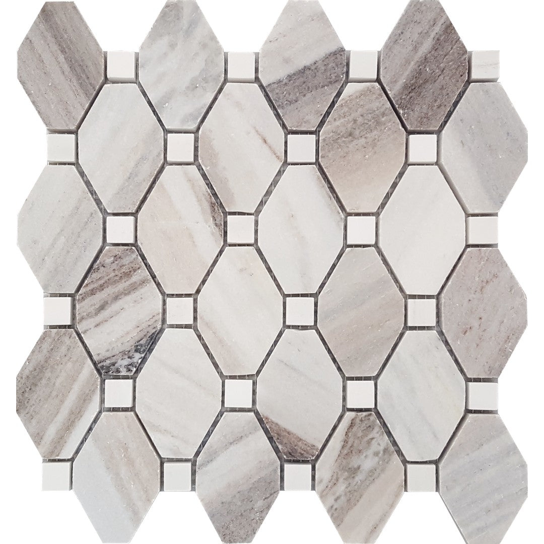 Tesoro Pietra Antica 10.25" x 10.5" Brushed Elongated Hexagon Natural Stone Mosaic