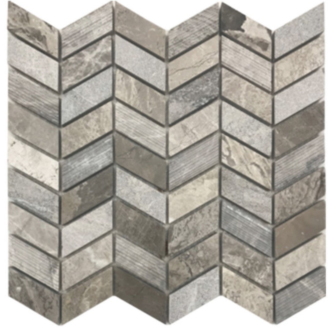 Tesoro Contempo 10.75" x 10.25" Multi Chevron Natural Stone Mosaic