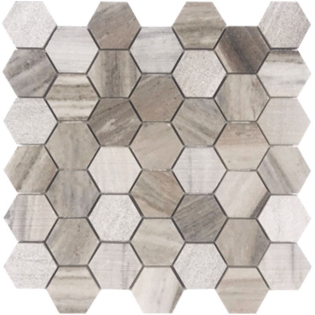 Tesoro Contempo 11.75" x 12" Multi 2" Hexagon Natural Stone Mosaic
