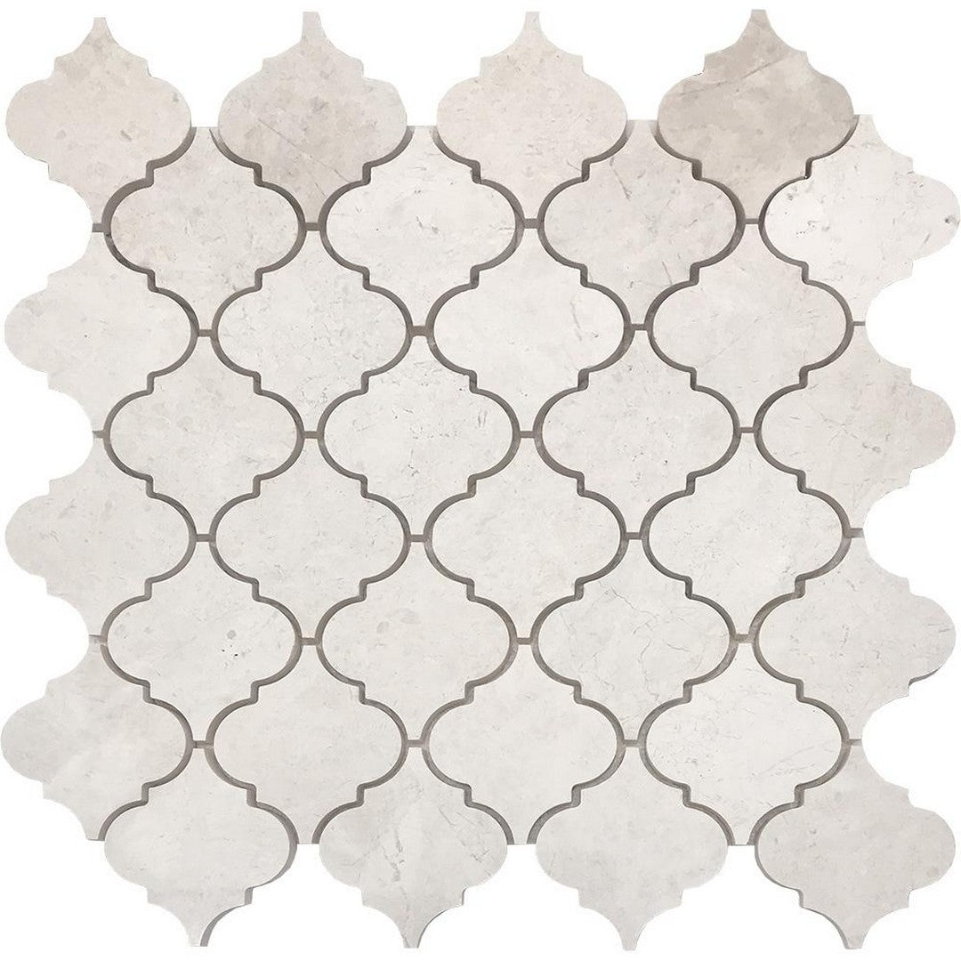 Tesoro Hybrid 12" x 11.5" Arabesque Waterjet Design Natural Stone Mosaic