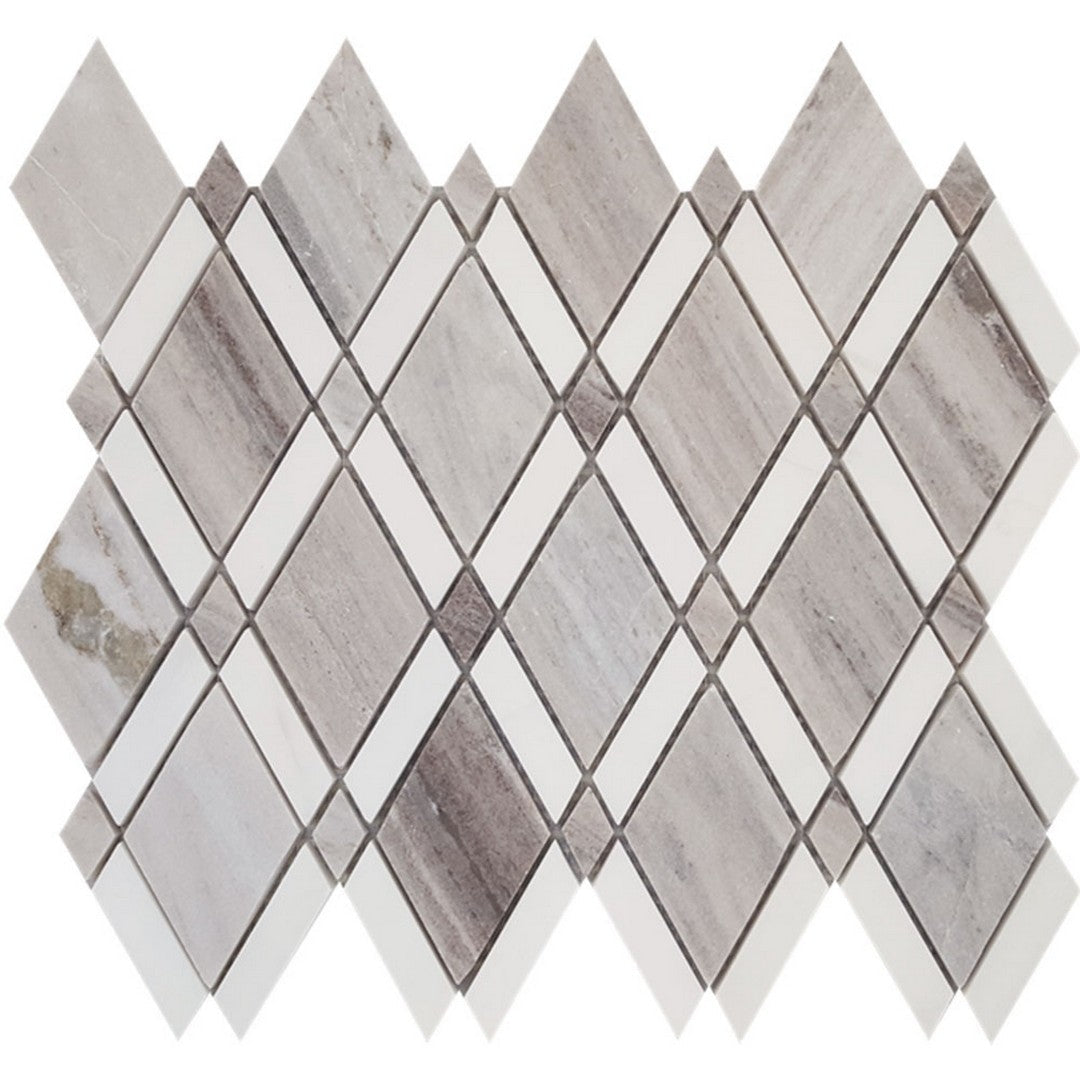 Tesoro Pietra Antica 10.25" x 12" Polished Diamond Banded Natural Stone Mosaic