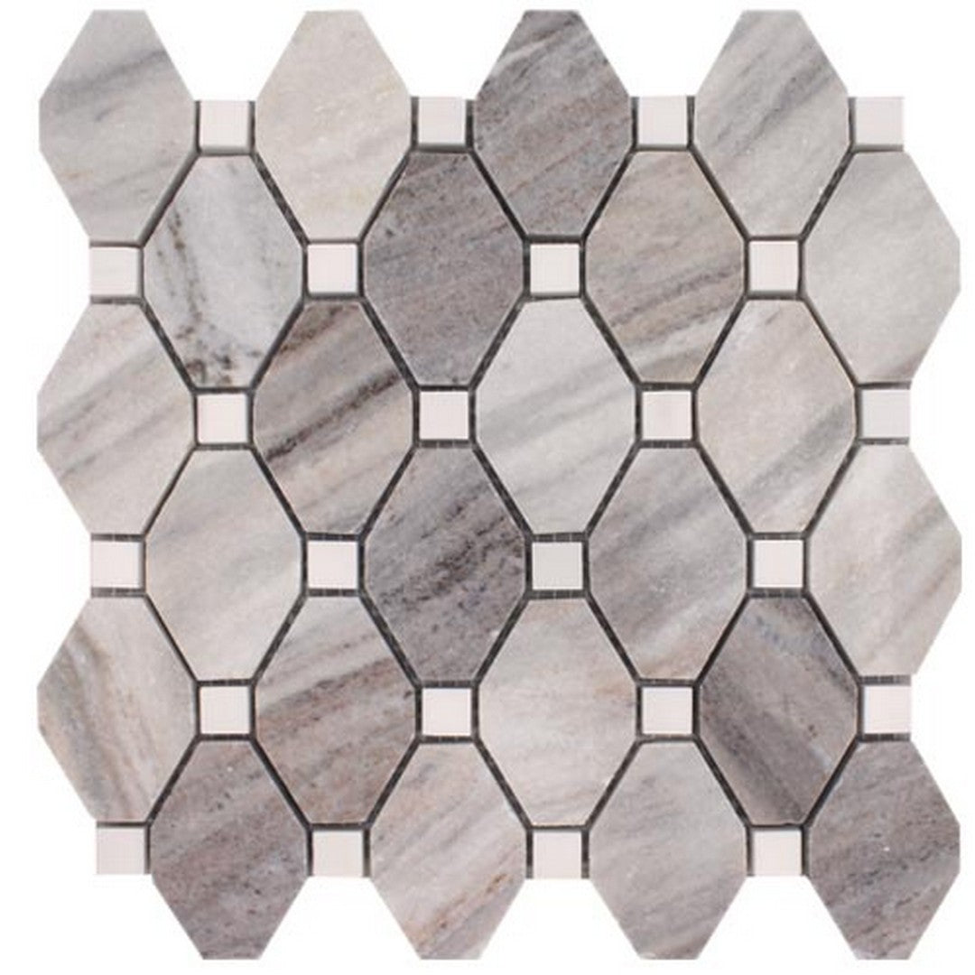 Tesoro Pietra Antica 10.25" x 10.5" Polished Elongated Hexagon Natural Stone Mosaic