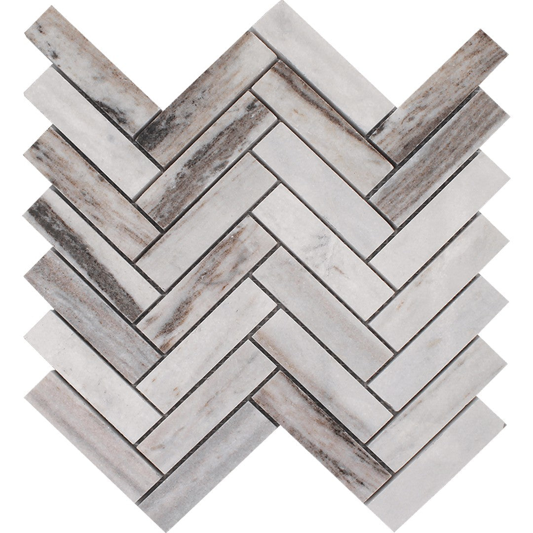 Tesoro Pietra Antica 10.75" x 11.5" Polished Herringbone Natural Stone Mosaic