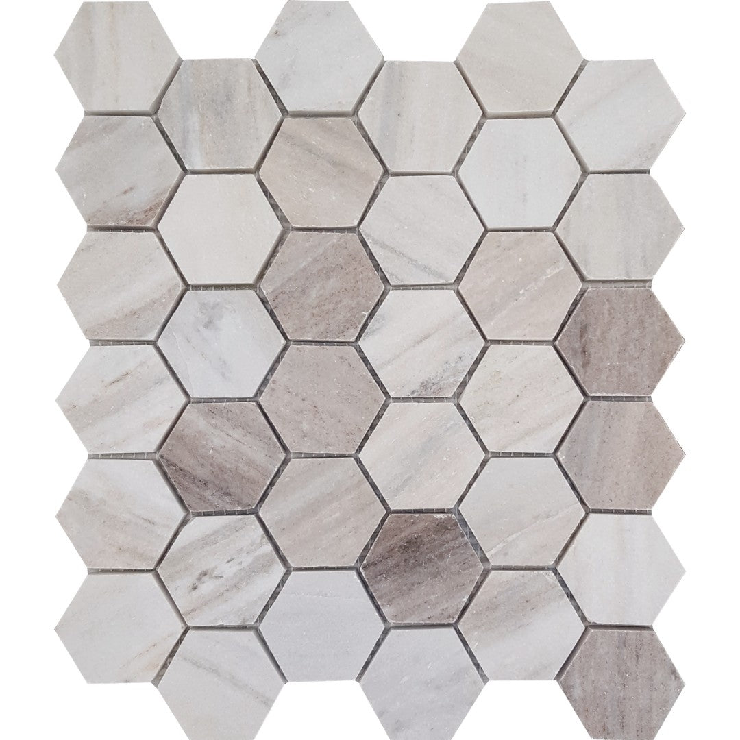 Tesoro Pietra Antica 11.75" x 11.875" Polished 2" Hexagon Natural Stone Mosaic