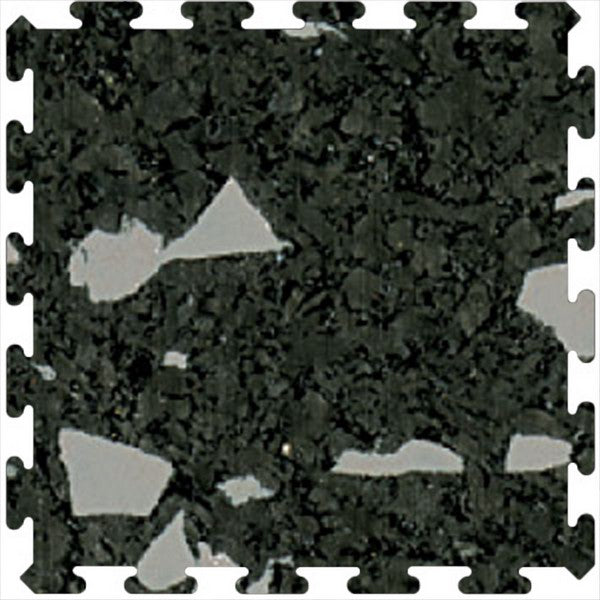 Flexco Prime Sports 34.25" x 34.25" Smooth 0% Black Chip Color Rubber Interlocking Tile 6mm