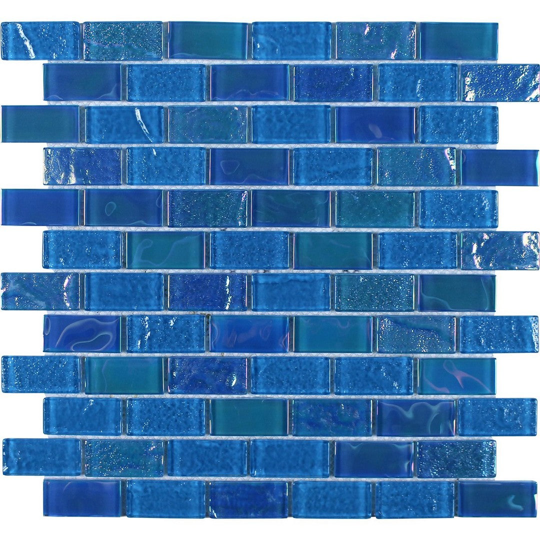 Tesoro Mercury 12" x 12" Interlocking 1x2" Brick Glass Mosaic