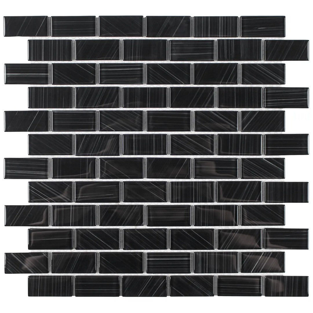 Tesoro Striped 12" x 12" Interlocking 1x2" Glass Mosaic