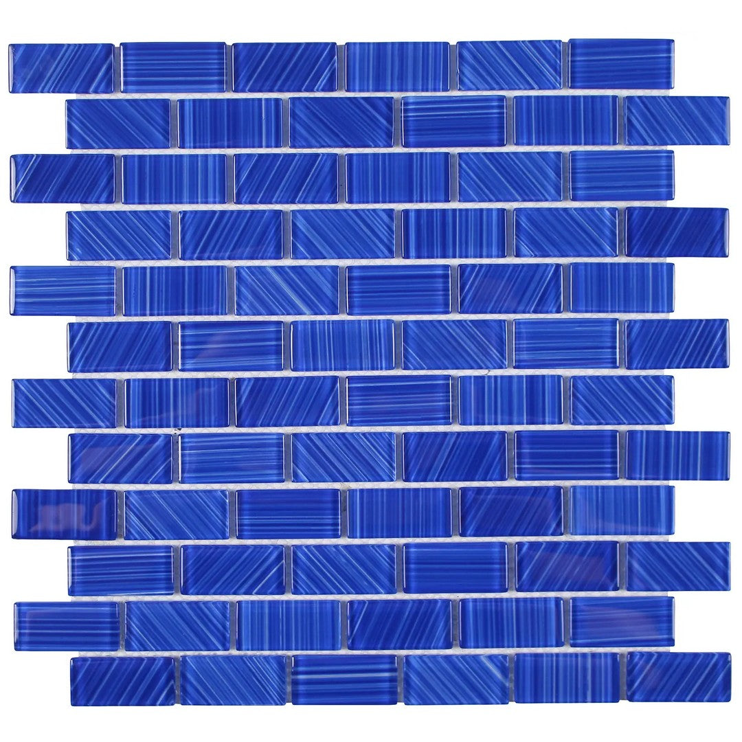 Tesoro Striped 12" x 12" Interlocking 1x2" Glass Mosaic