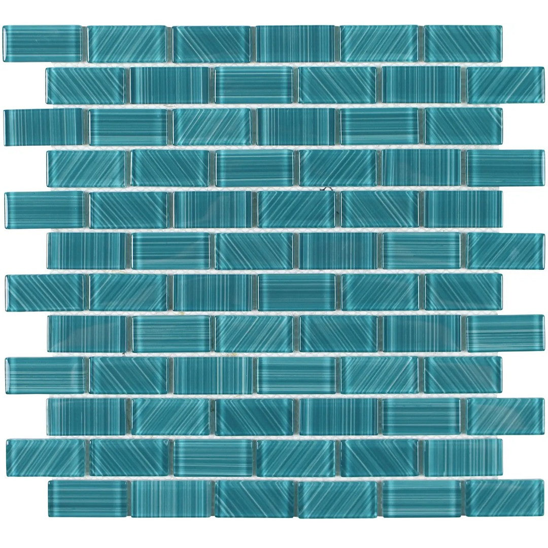 Tesoro Striped 12" x 12" Interlocking 1x2" Glass Mosaic