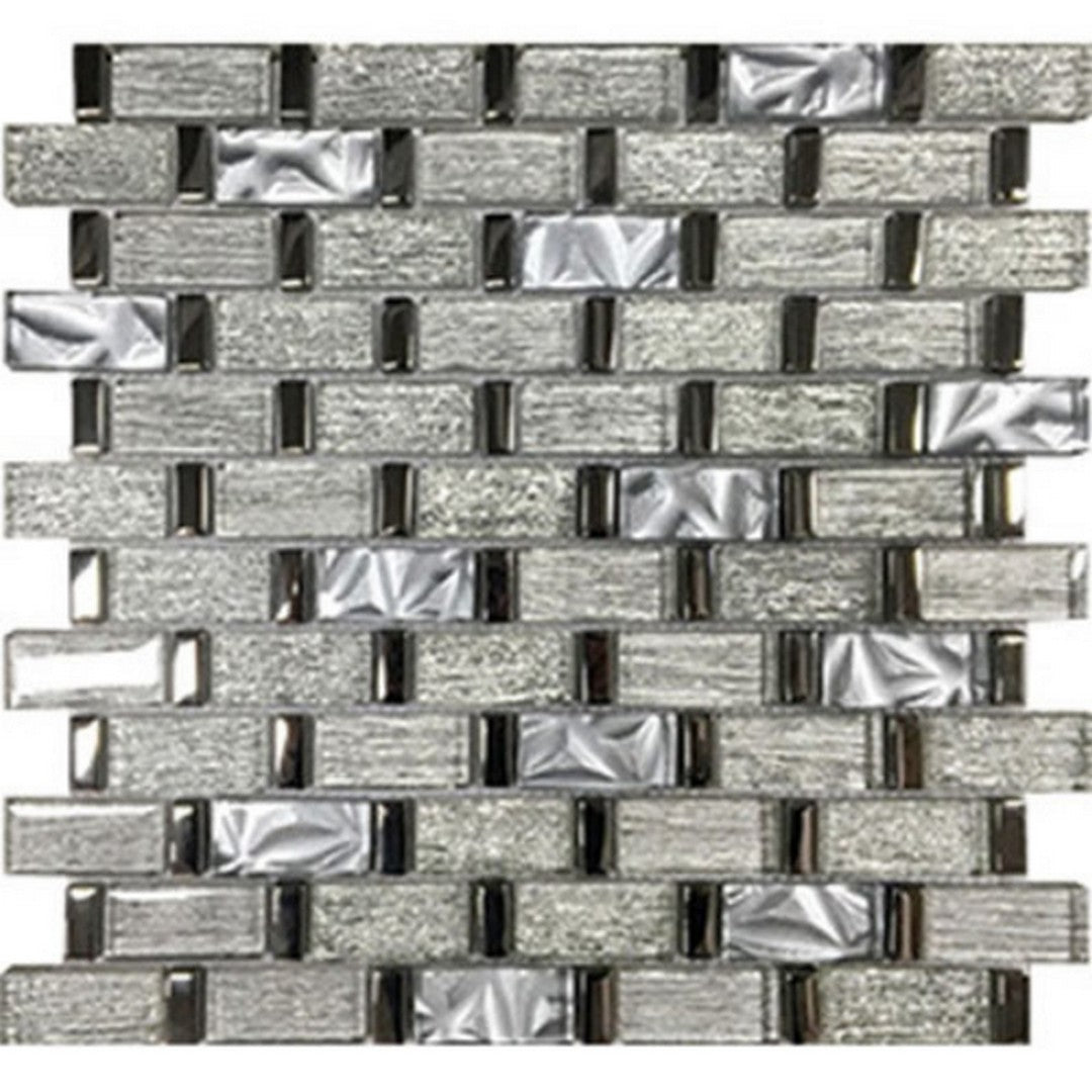 Tesoro Glamour 11.75" x 12" Interlocking Linear Glass Mosaic
