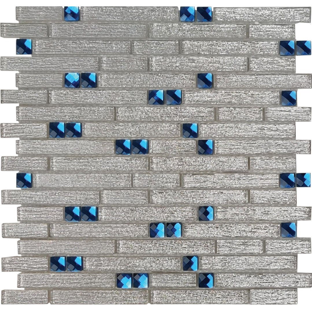 Tesoro Glitz 12" x 12" Interlocking Mixed Linear Glass Mosaic