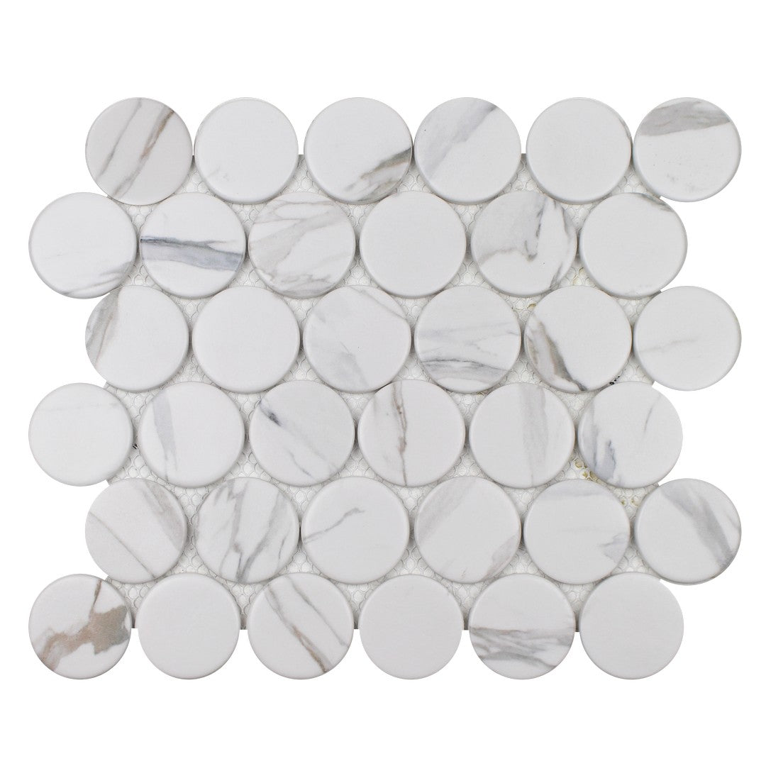 Tesoro Native 10.25" x 11.5" Matte 2" Penny Round Glass Mosaic