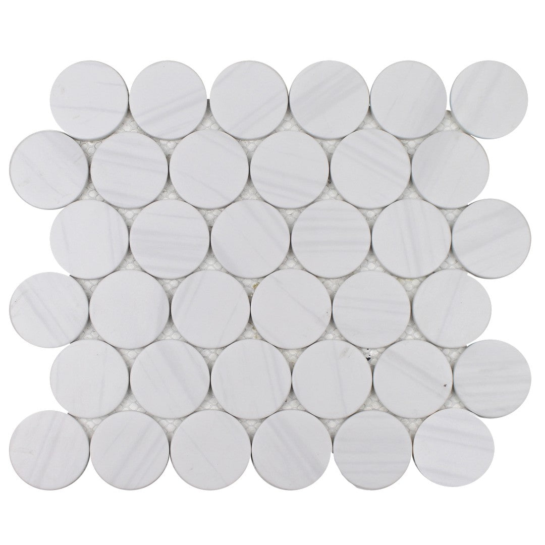 Tesoro Native 10.25" x 11.5" Matte 2" Penny Round Glass Mosaic