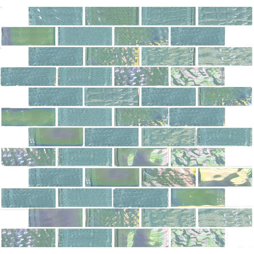 Tesoro Nautical 11.50" x 11.75" Glossy 1x3" Staggered Glass Mosaic