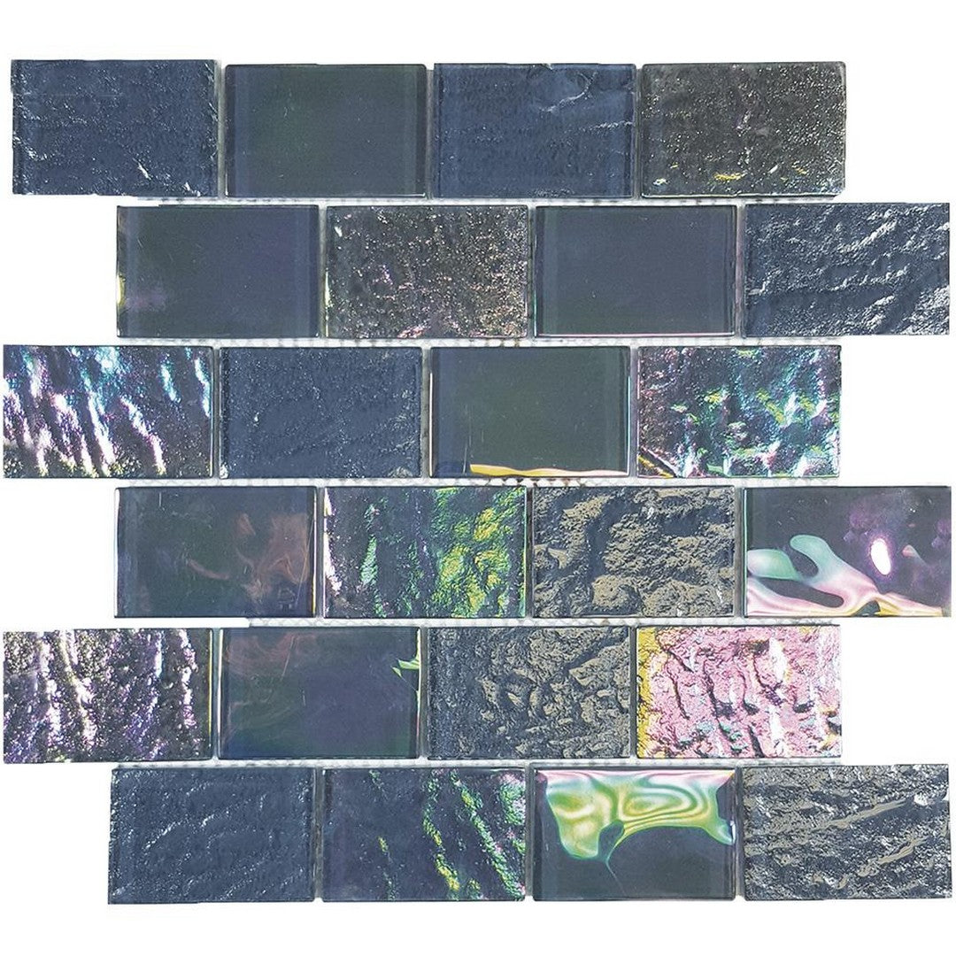 Tesoro Nautical 11.50" x 11.75" Glossy 2x3" Staggered Glass Mosaic